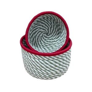 NWT Colonial Mills Kringle Christmas Nesting Baskets 2 Green Red 8x5 & 10x6